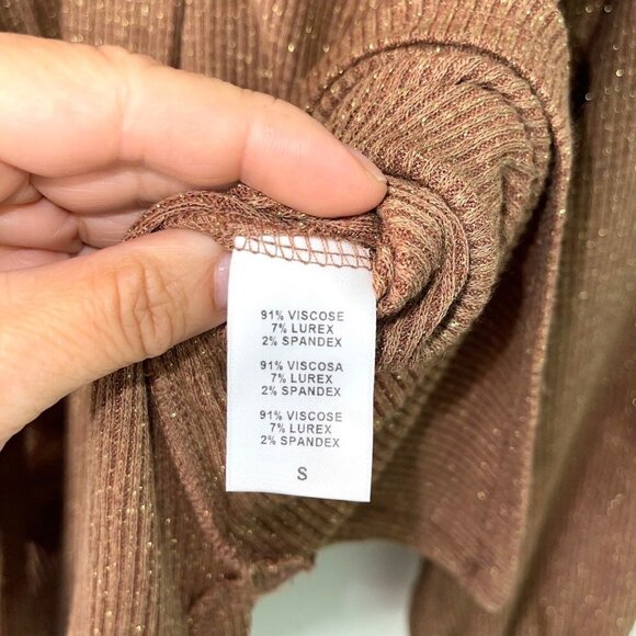 Rachel Pally Womens Blouse Brown Size Small S Lurex Knit Tie Front Top Viscose - Picture 11 of 12